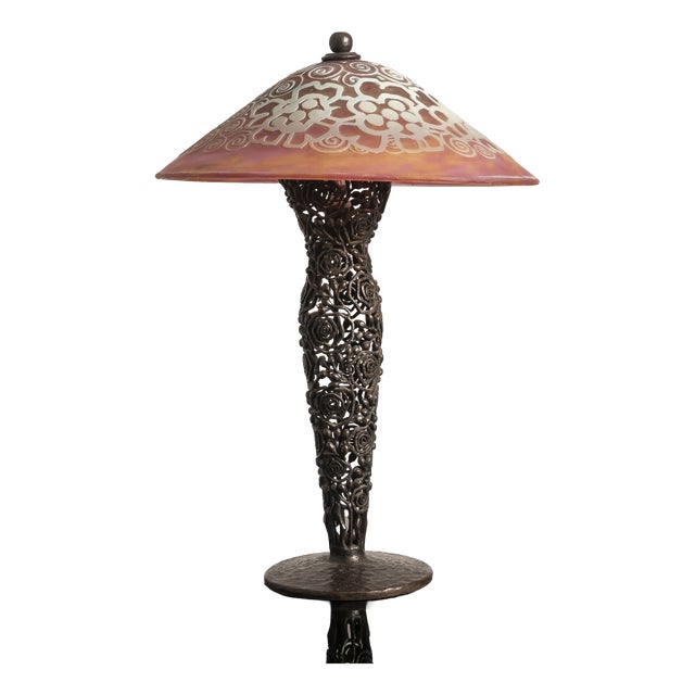 French Art Deco Table Lamp by Edgar Brandt and Daum, 1920s For Sale