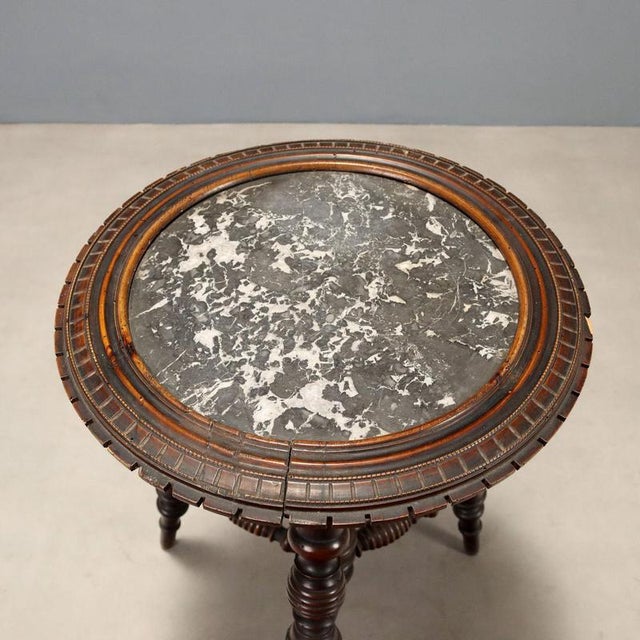 Swiss Pine Side Table with Black Marble Top For Sale - Image 6 of 8