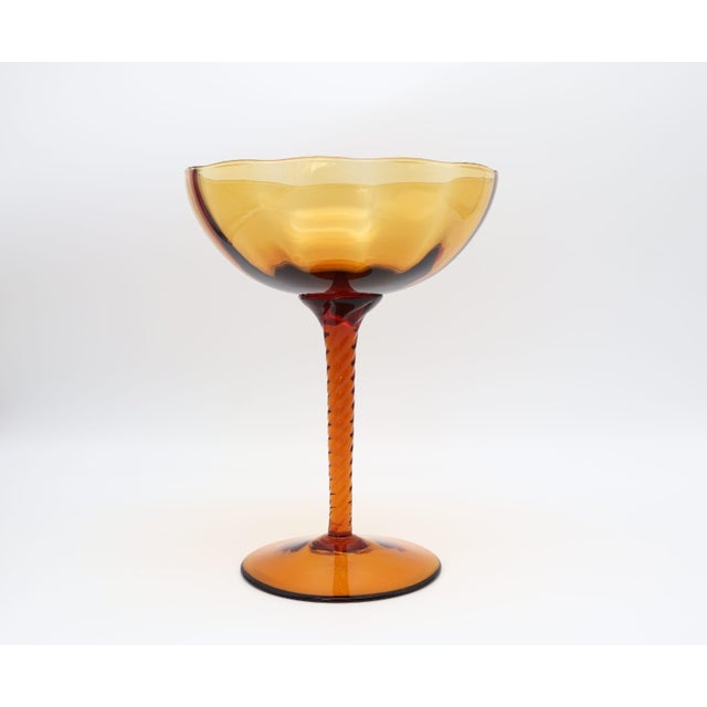 Mid-Century Modern Amber Glass Compote with Twisted Stem by Empoli, 1960s For Sale - Image 6 of 6