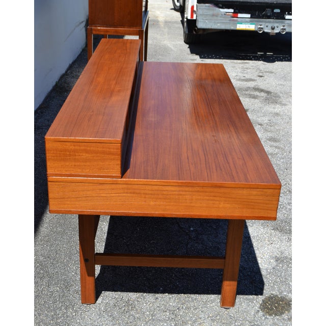 1970 Peter Løvig Nielsen Dansk Design Denmark Teak Flip Top Desk Writing Table For Sale - Image 10 of 16