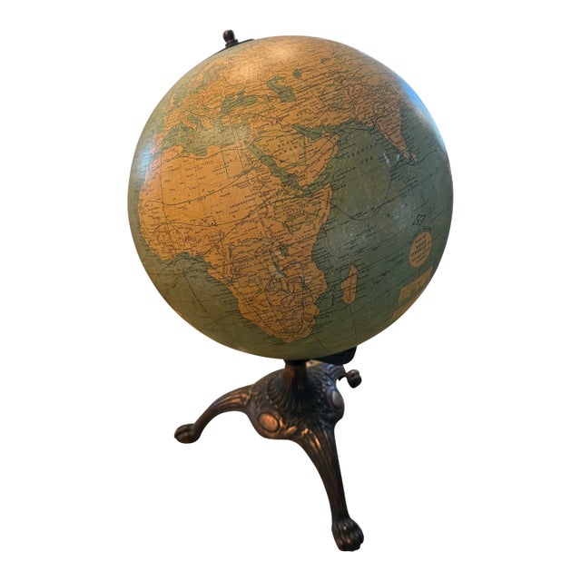 Early 20th Century Lithographed and Cast Iron Globe For Sale