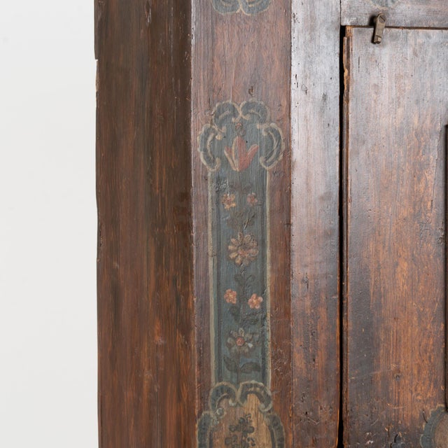 1833 Original Hand-Painted Pine One-Door Armoire For Sale - Image 11 of 15