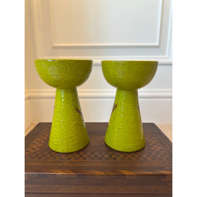 Aldo Londi Vintage Rosenthal Netter Aldo Londi for Bitossi Art Pottery Candleholders, Made in Italy - A Pair For Sale - Image 4 of 18