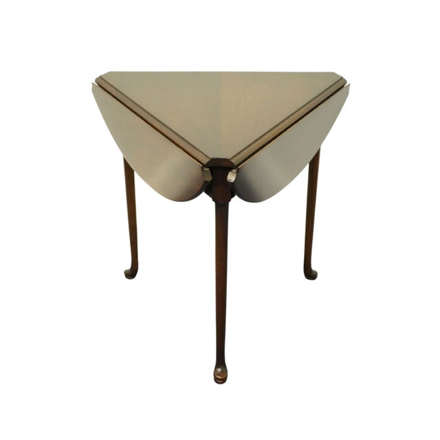 High End Solid Mahogany Traditional Style 26" Cloverleaf Drop Leaf Accent Pembroke End Table For Sale - Image 12 of 12