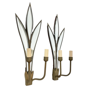 French Bronze Theatre Wall Lights, 1970, Set of 2