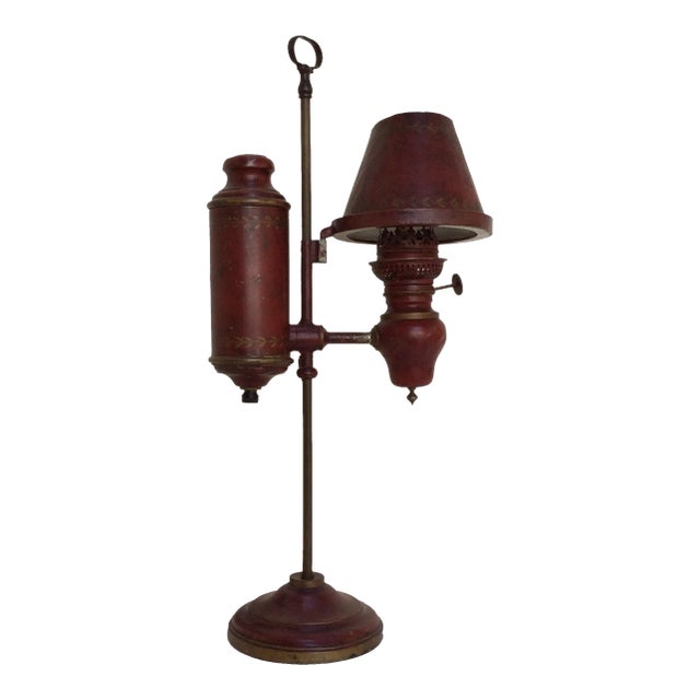 Late 18th Century Red Tole Student Lamp For Sale