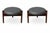Mid century style walnut and black leather ottomans. Manner of Hugo Frandsen in the 1960s . Well made 3 legs, solid...