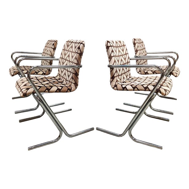 Vintage Tavo Tubular Chrome Dining Chairs, 1970s, Set of 4 For Sale