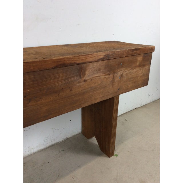 Antique Style Primitive Long Wooden Bench For Sale - Image 13 of 18