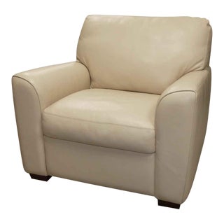 American Leather Lounge Chair in Bone Leather For Sale