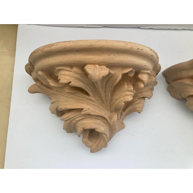 1990s Michael Taylor Acanthus Leaf Wall Brackets Natural - A Pair For Sale - Image 5 of 9