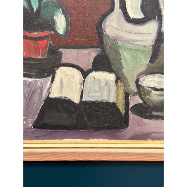 Evy Olesen, Pitcher and Plant, 1964, Oil Painting on Canvas, Framed For Sale - Image 15 of 17