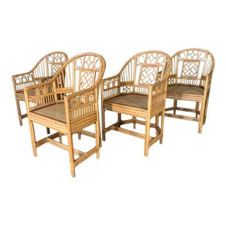 Brighton Style Pavilion Rattan Dining Chairs - Set of 4 For Sale
