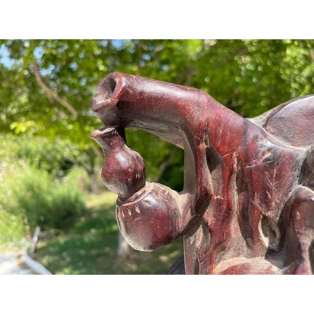 Chinese Patinated Wooden Buddha Sculpture For Sale - Image 5 of 11