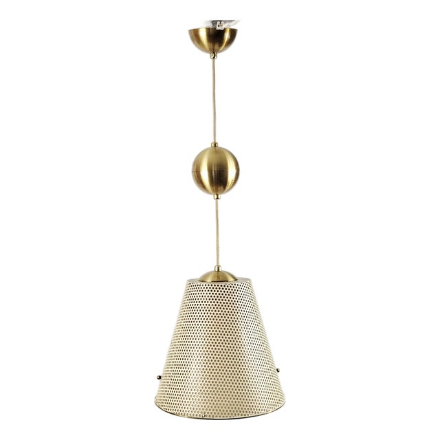 Pendant Lamp in Brass and Perforated Sheet Metal from Erco, 1960s For Sale