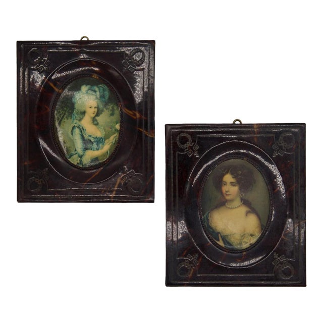 Mid 20th Century Antique German Transferware Portraits – Louise-Rosalie Dugazon & Marie Antoinette, A Pair For Sale