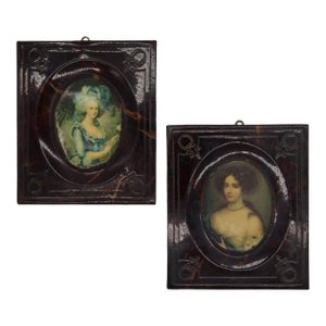 Mid 20th Century Antique German Transferware Portraits – Louise-Rosalie Dugazon & Marie Antoinette, A Pair