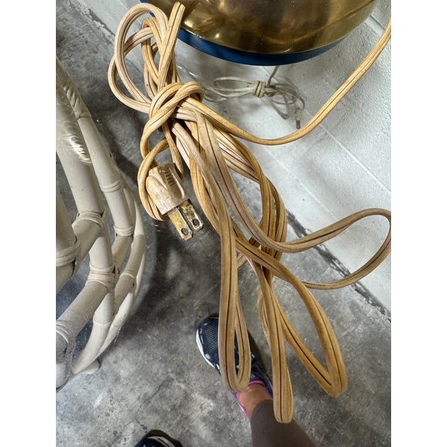 1960s Tony Paul Style Westwood Industries Brass and Blue Enamel Lamps - A Pair For Sale - Image 11 of 12
