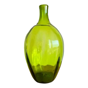 Vintage Hand Blown Green Glass Jug