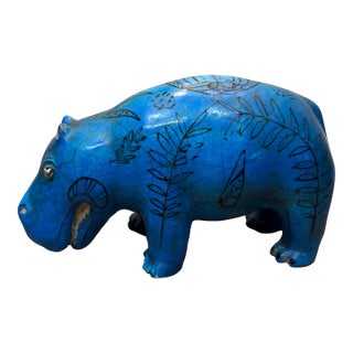 Egyptian Renaisance Style Ceramic Hippopotamus Sculpture Made in Italy For Sale