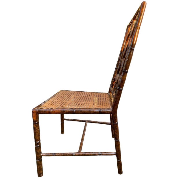 2000s Faux Bamboo Cane Chair Williams Sonoma Home by Hickory Chair Co