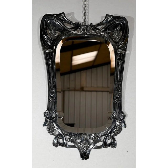 Art Nouveau Silver Metal Mirror, 1890s For Sale - Image 13 of 13