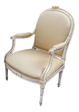 Antique 19th C French Louis XV XVI Transitional Arm Chair