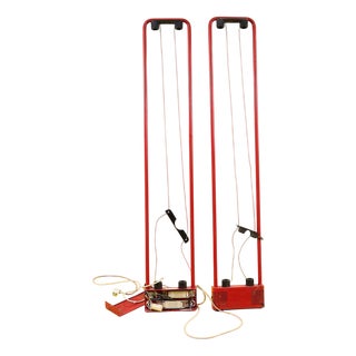 Vintage Lamps in Red Metal, Set of 2 For Sale