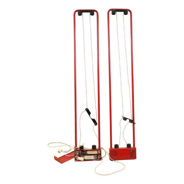 Vintage Lamps in Red Metal, Set of 2 For Sale