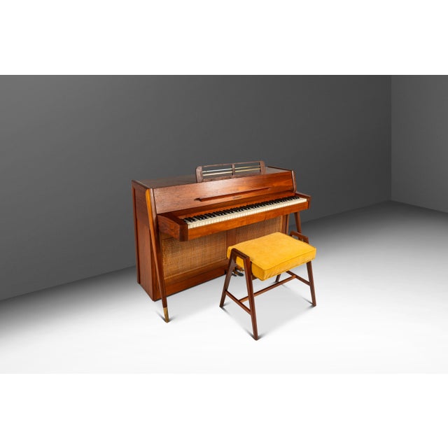 Wood Original Piano Bench in Walnut & Velour for the Baldwin Acrosonic Spinet Piano by Manual Arts, Usa, C. 1960s For Sale - Image 7 of 18