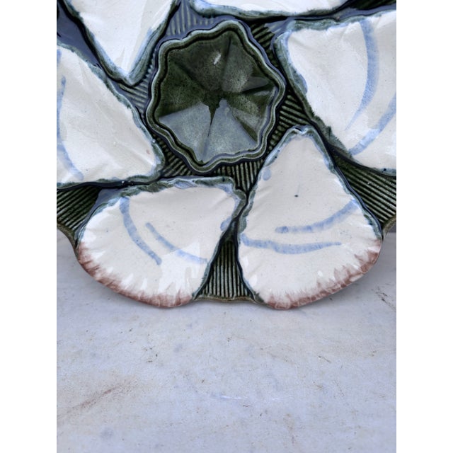 Longchamp French Majolica Oyster Plate Longchamp, Circa 1900 For Sale - Image 4 of 5