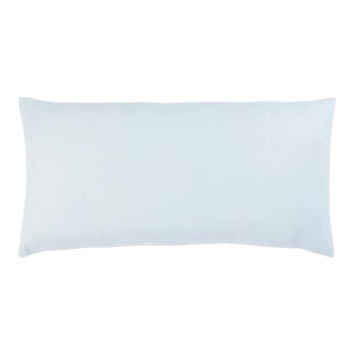 Schumacher Lange Glazed Linen 24" Lumbar Pillow In Ciel For Sale