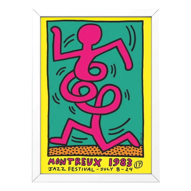 Montreux Jazz Festival Poster in Yellow by Keith Haring, 1983 For Sale