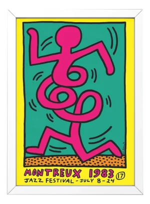 Montreux Jazz Festival Poster in Yellow by Keith Haring, 1983