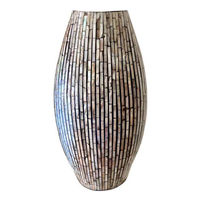 Circa 1980 Tessellated Abalone Shell Vase - Vietnam For Sale