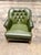 Mid-Century Modern Olive Green Leather Tufted Club Chair For Sale - Image 3 of 12