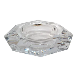 Val Saint Lambert Cut Crystal Ashtray Trinket Dish Vide Poche Clear Belgium 1970