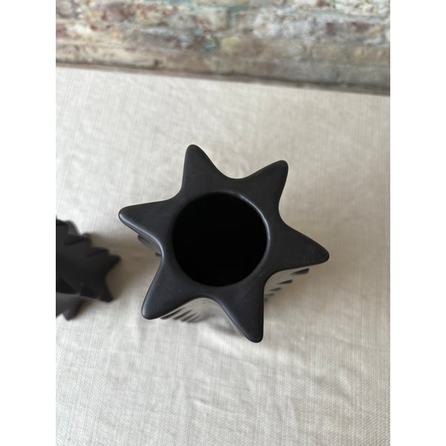 Set of 2 Sculptural Matte Black Bud Vases For Sale - Image 4 of 6