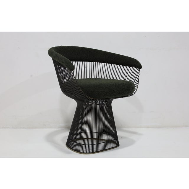 Warren Platner for Knoll Bronze Frame Dining Chairs in Deep Green Boucle' For Sale - Image 12 of 12