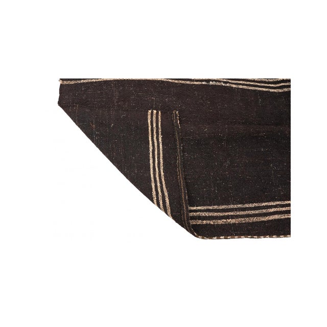 1960s Vintage Dark Brown Modern Kilim Rug - 8`0″ X 8`4″ For Sale - Image 5 of 6