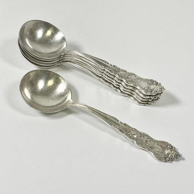 1940s Vintage Hollywood Regency English Chippendale Silverplate Dessert Spoons - Set of 6. For Sale - Image 10 of 10