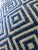 What a fun and cheery vintage blue and white geometric diamond-pattern pillow this is! The thick-stitched pillow will add...