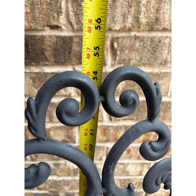Vintage 54” Wrought Iron Floor Easel With Scrollwork, Black Finish For Sale - Image 12 of 12