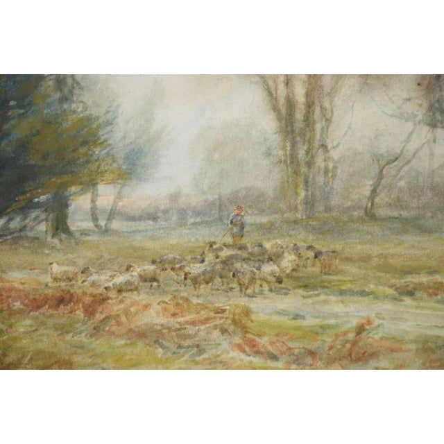 W. Ramsey, Shepherd with Flock, 19th Century, Watercolour, Framed For Sale - Image 4 of 6