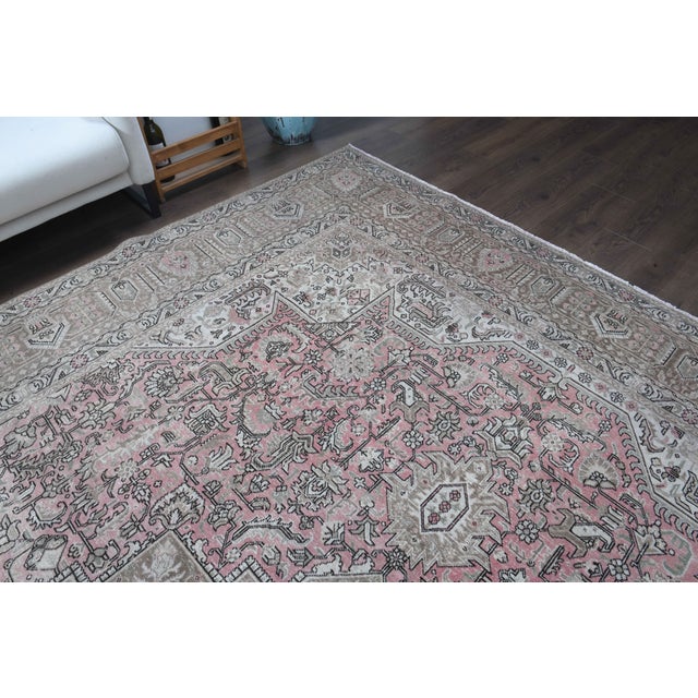 1960s Vintage Persian Handmade Wool Cotton Light Pink Area Rug For Sale In San Francisco - Image 6 of 11