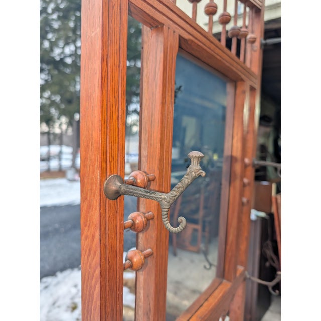 Victorian 19th Century Victorian Hoffmeir Furniture Hall Tree With Marble Top & Umbrella Stand For Sale - Image 3 of 18