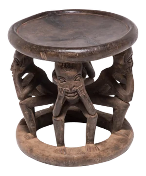 Bamileke Figurative Wooden Stool, C. 1900