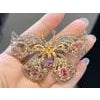 Late 20th Century Bochic "Orient" Vintage Ruby & Multi Color Sapphire Brooch Set 18K Gold & Silver For Sale - Image 16 of 18