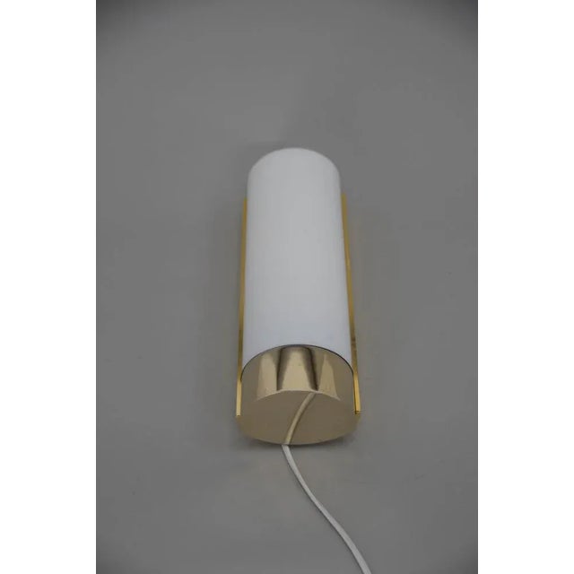 Brass and Opaline Glass Wall Lamp from Glashutte Limburg, 1970s For Sale - Image 4 of 12