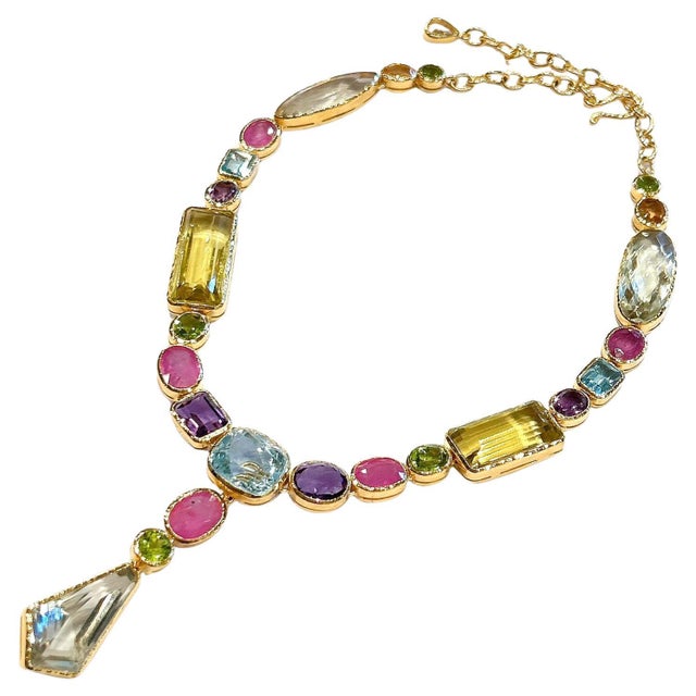 Bochic "Capri" Ruby, Amethyst & Fancy Color Gem Necklace Set in 18K & Silver For Sale - Image 15 of 18
